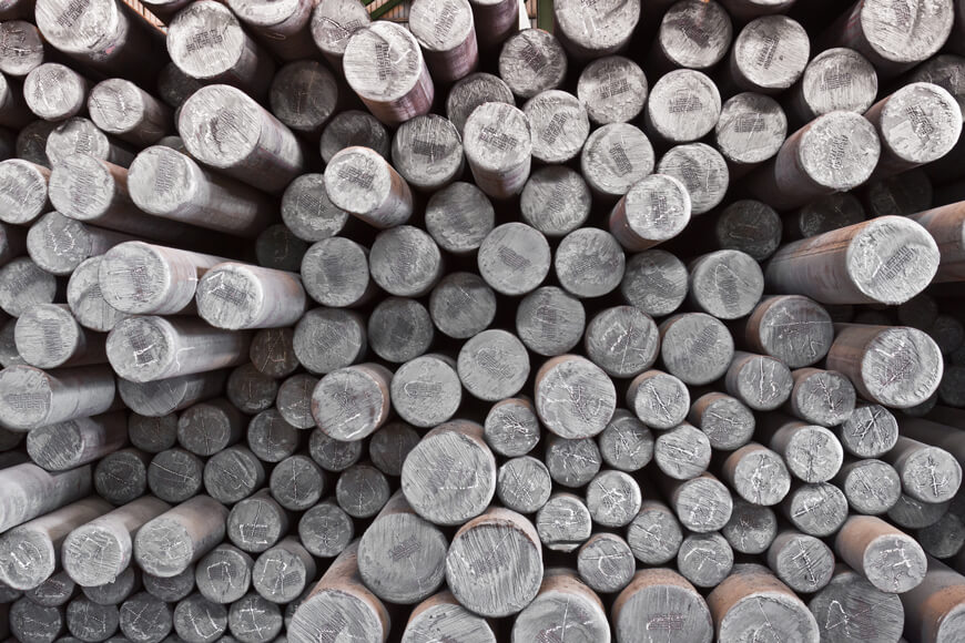A stack of solid steel billets